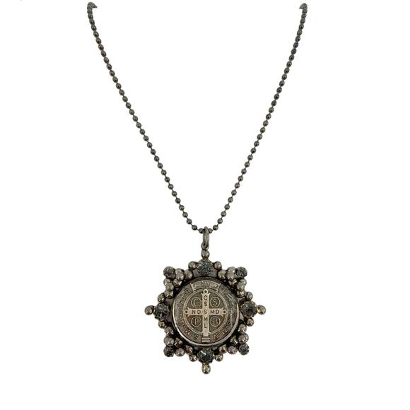 Virgins Saints & Angels Jewelry - VIRGINS SAINTS & ANGELS VSA Cloister San Benito Charm Necklace in Gunmetal